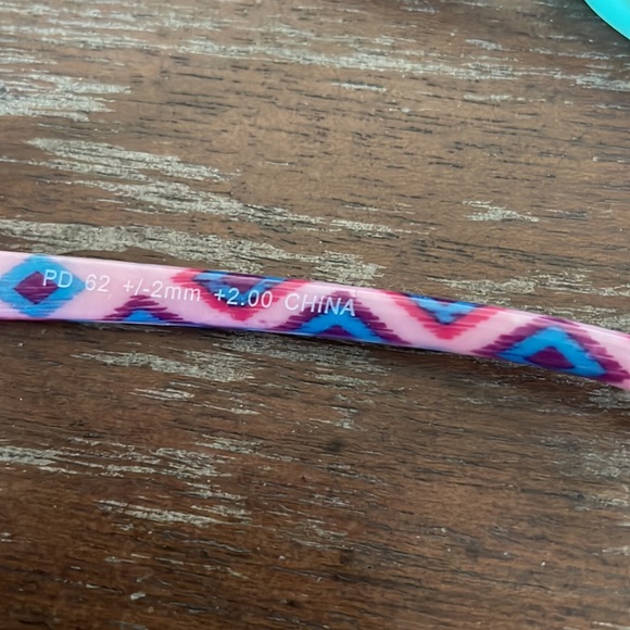 Fashion +2.00 purple & pink print & blue green w/navy blue flower print readers - Picture 3 of 16